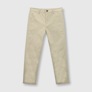 Pantalón de niño clasico de twill beige (2 a 12 años)