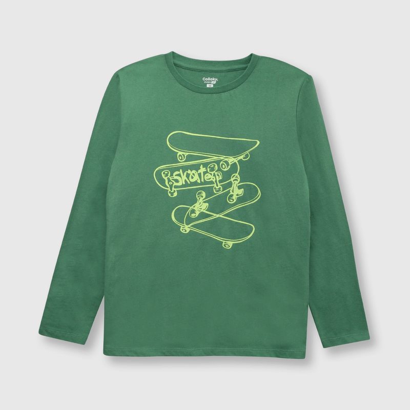 Polera de niño estampada verde (2 a 12 años)