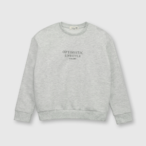 Polerón de niña estampado gris (2 a 12 años)