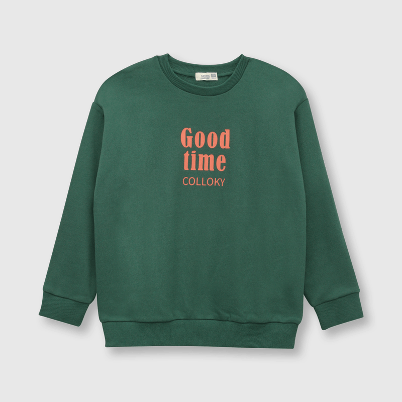 Polerón de niño estampado verde (2 a 12 años)
