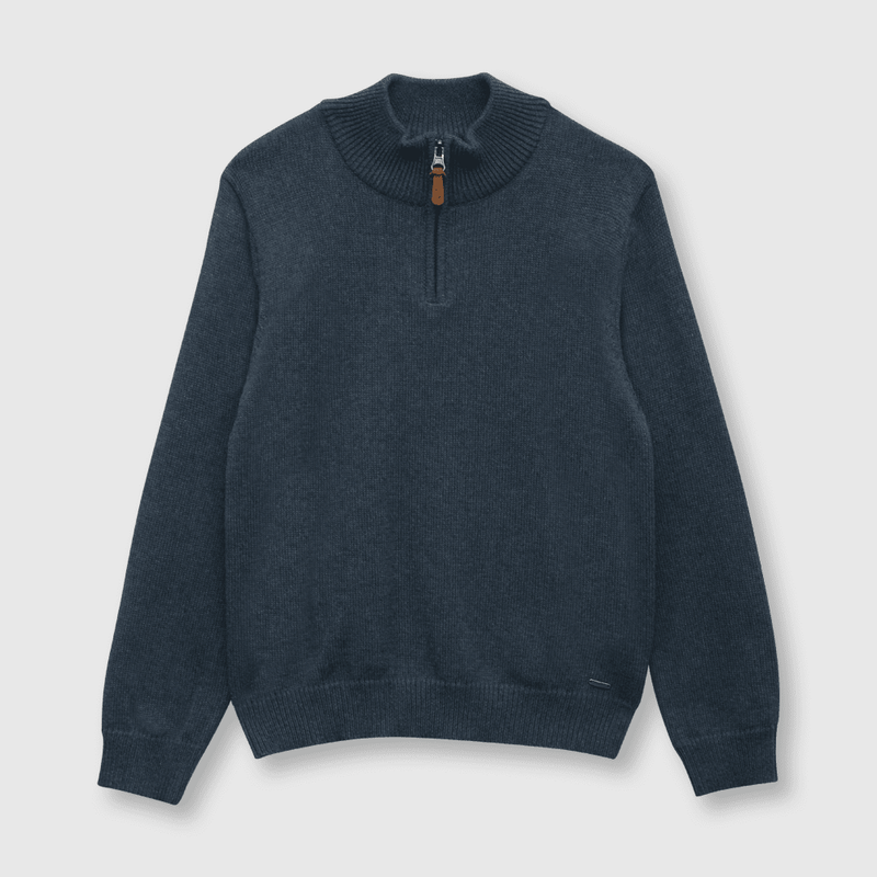 Sweater de niño clasico medio cierre azul (2 a 12 años)