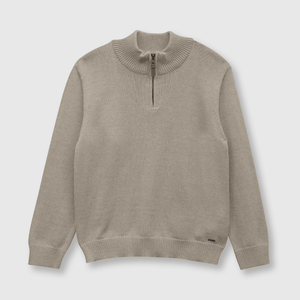 Sweater de niño clasico medio cierre cafe (2 a 12 años)