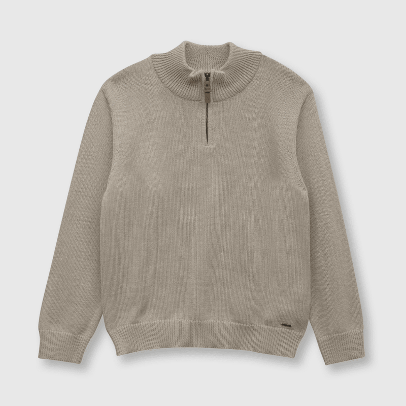 Sweater de niño clasico medio cierre cafe (2 a 12 años)