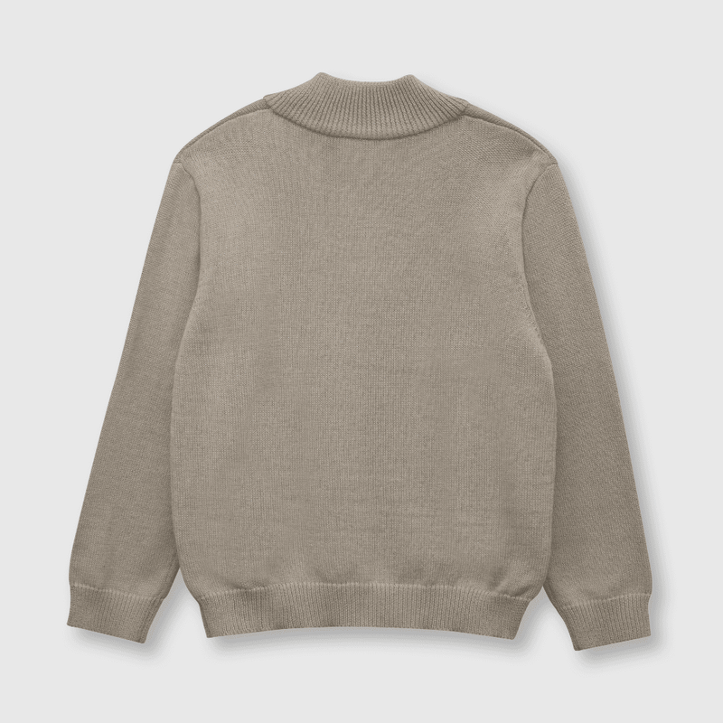 Sweater de niño clasico medio cierre cafe (2 a 12 años)