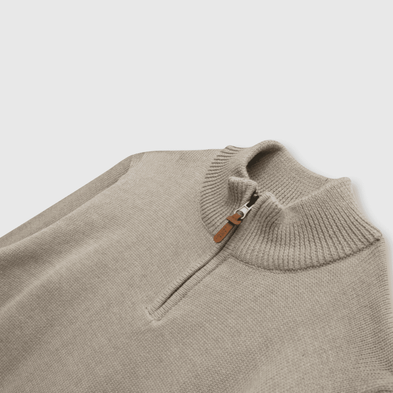 Sweater de niño clasico medio cierre cafe (2 a 12 años)