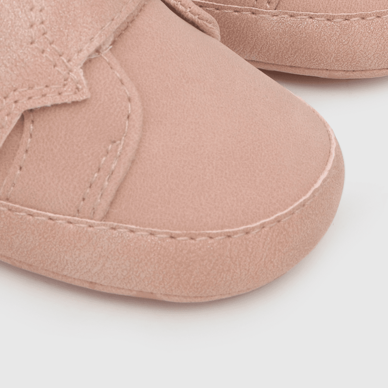 Botin para niña con aplicación estrella en el velcro de caña media rosado (14 a 18)