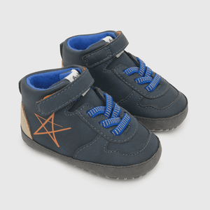 Botin para niño futurista velcro elastico azul (14 a 18)