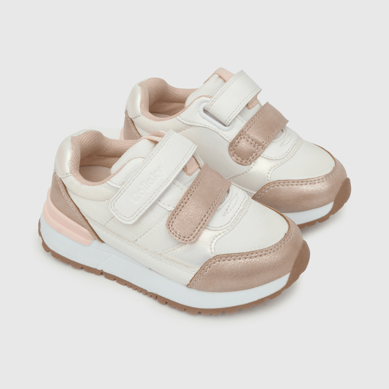 Zapatilla para niña 2 velcros jogging blanca (21 a 27)