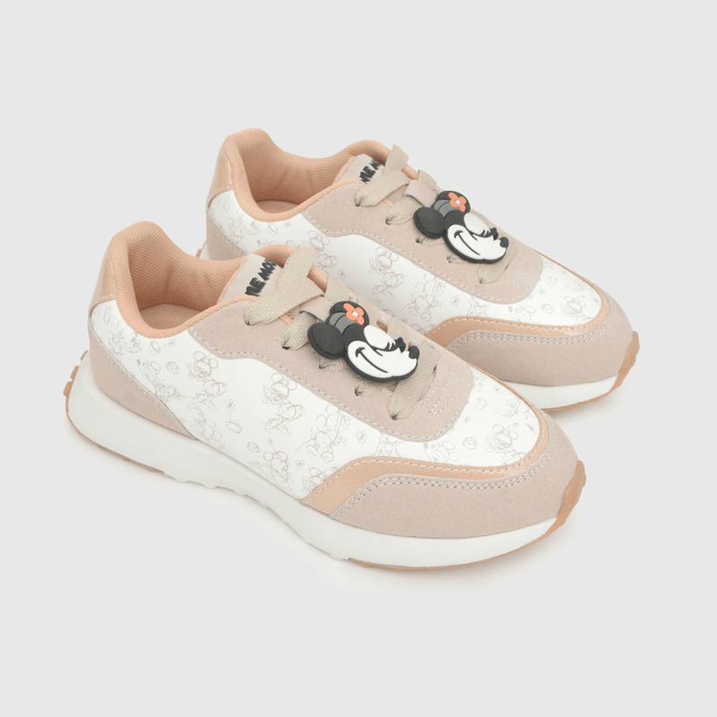 Zapatilla para niña cordon elastico disney 100 años beige (28 a 33)
