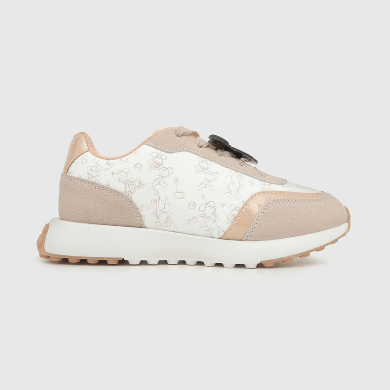 Zapatilla para niña cordon elastico disney 100 años beige (28 a 33)