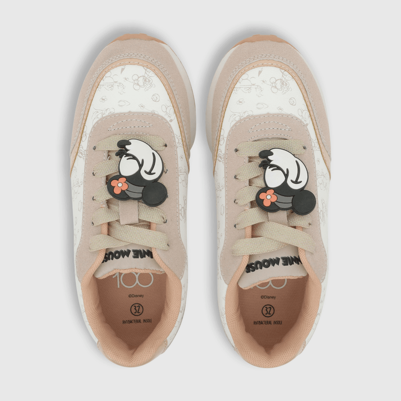 Zapatilla para niña cordon elastico disney 100 años beige (28 a 33)