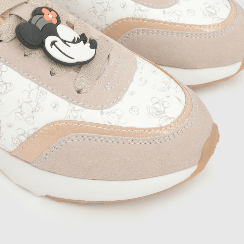 Zapatilla para niña cordon elastico disney 100 años beige (28 a 33)