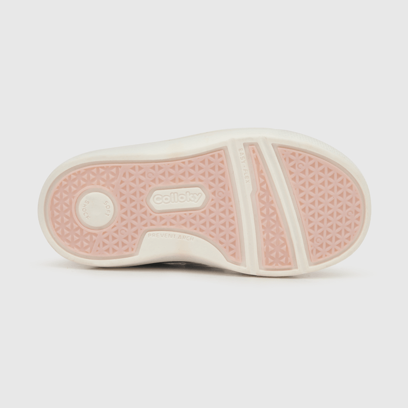 Zapatilla para niña multicolor niña aplicación estrella , dos velcros y caña baja rosada (18 a 21)