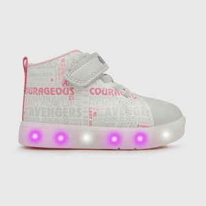 Zapatilla para niña velcro elástico luces marvel gris (21 a 27)