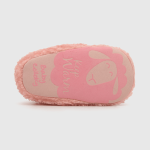 Pantufla para niña con chiporro y velcro de caña media rosada (14 a 18)