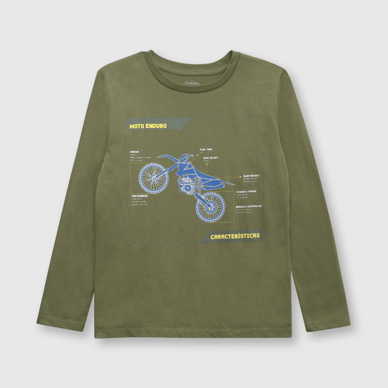 Polera de niño moto verde (2 a 12 años)