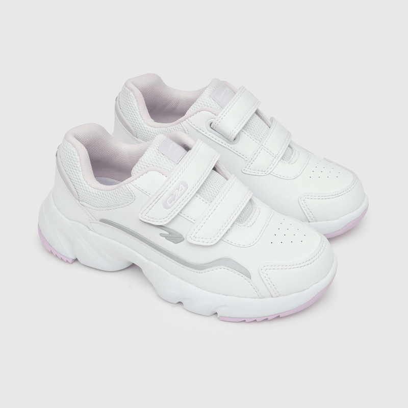 Zapatilla para niña 2 velcros full pu blanca (21 a 27)