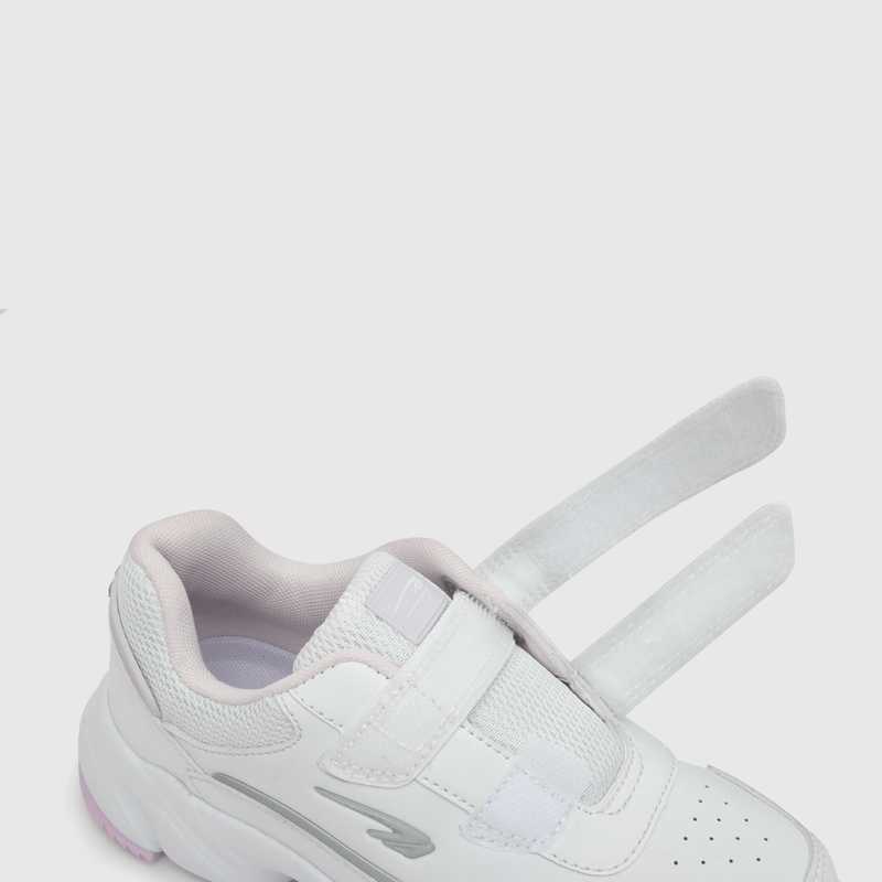 Zapatilla para niña 2 velcros full pu blanca (21 a 27)