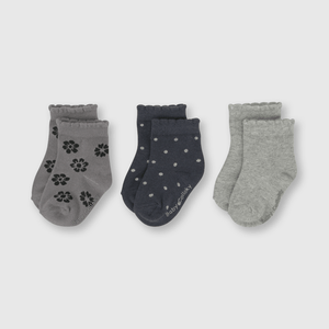 Calcetin de bebe niña 3 pack gris (14 a 25)