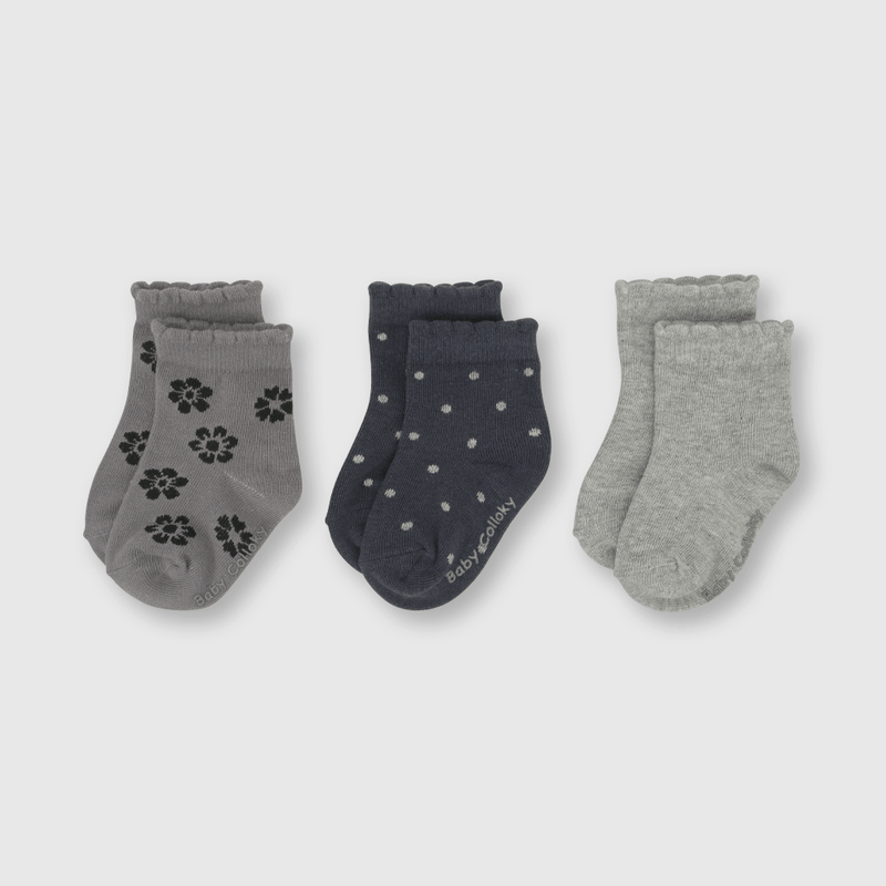 Calcetin de bebe niña 3 pack gris (14 a 25)