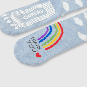 Calcetin de niña antideslizante celeste (23 a 37)