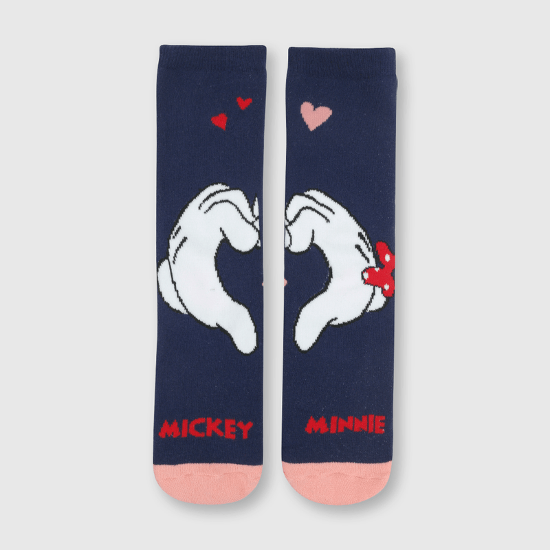 Calcetin de niña antideslizante Minnie y Mickey azul (23 a 37)