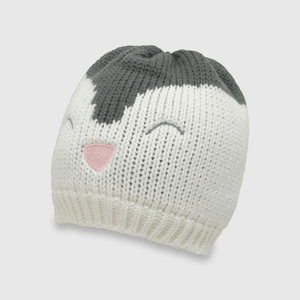 Gorro de bebé niña de lana pingüino blanco (3 a 24 meses)