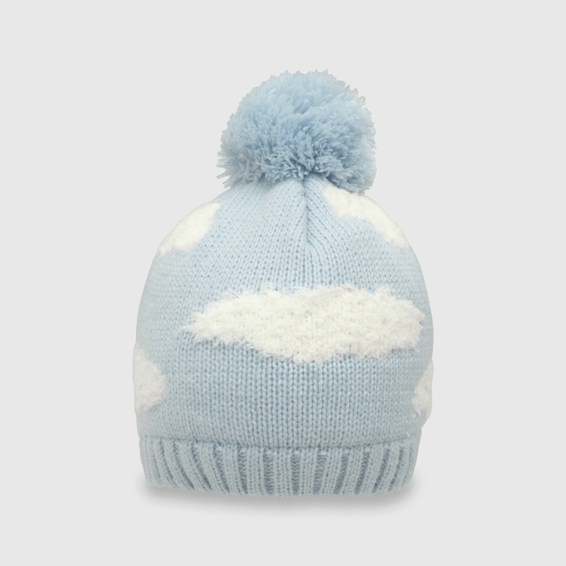 Gorro de bebé niño de lana con nubes celeste (3 a 24 meses)