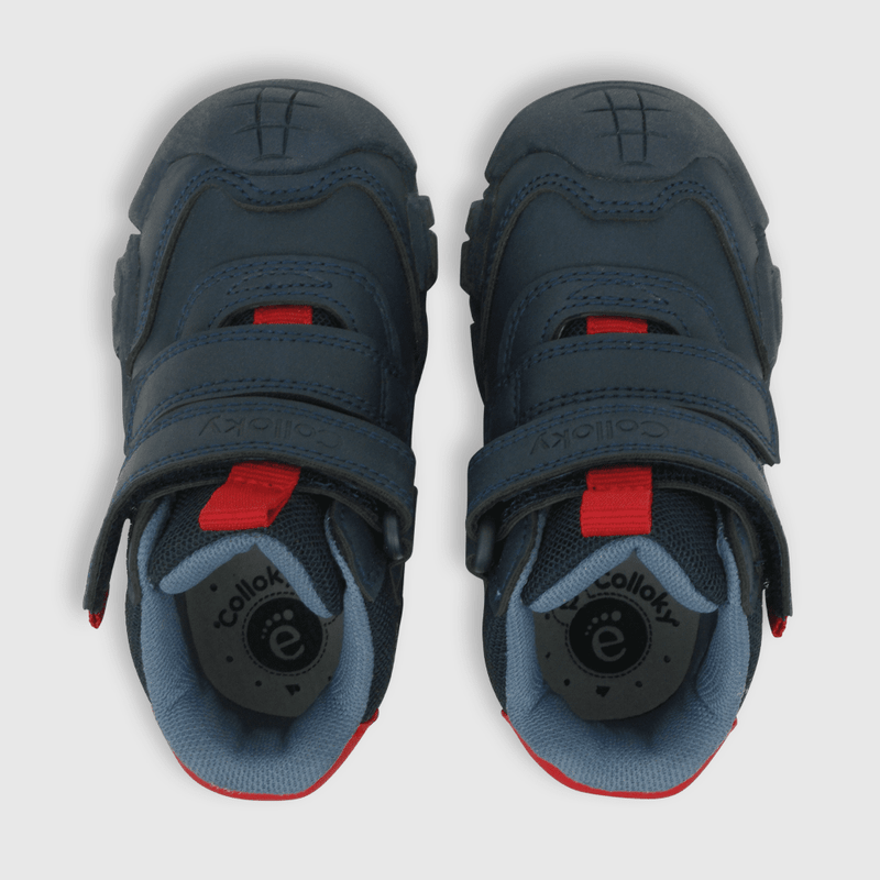 Botin para niño 2 velcros punta cubierta azul (21 a 27)