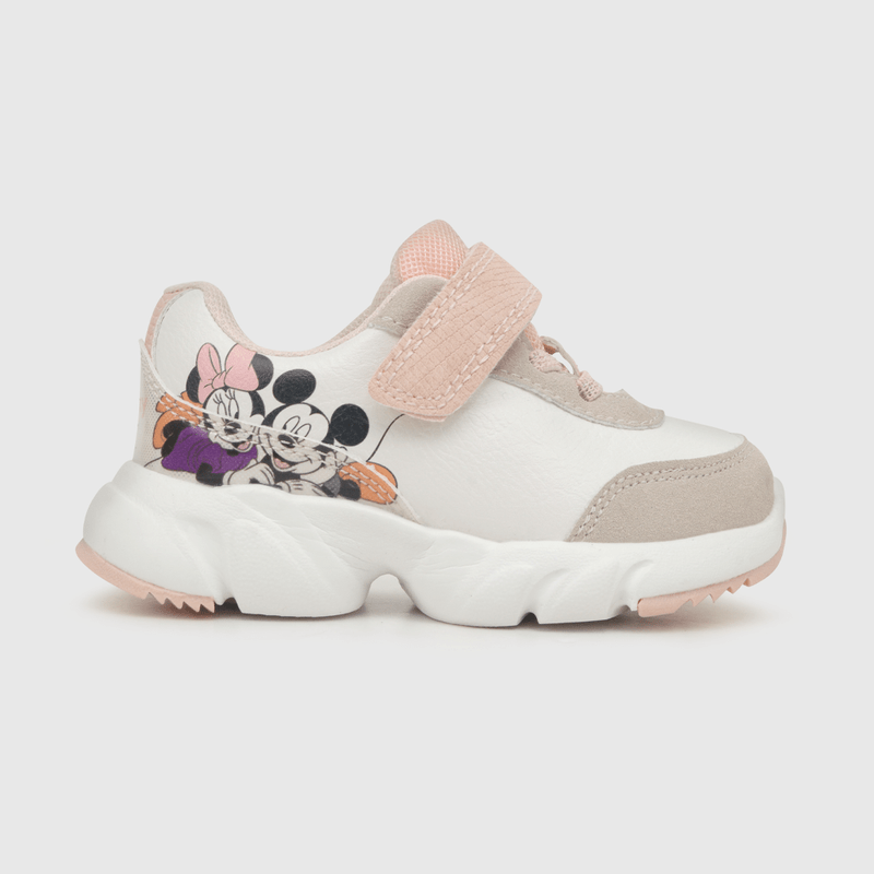 Zapatilla para niña velcro elástico minnie blanca (21 a 27)