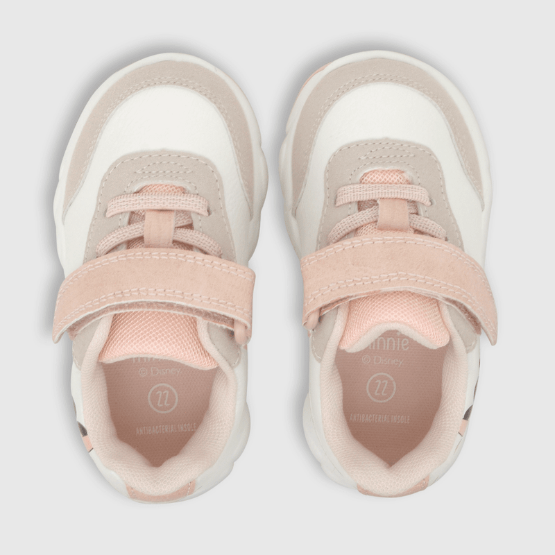 Zapatilla para niña velcro elástico minnie blanca (21 a 27)
