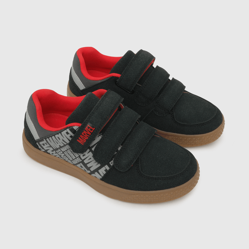 Zapatilla para niño 3 velcros skate marvel negra (28 a 38)