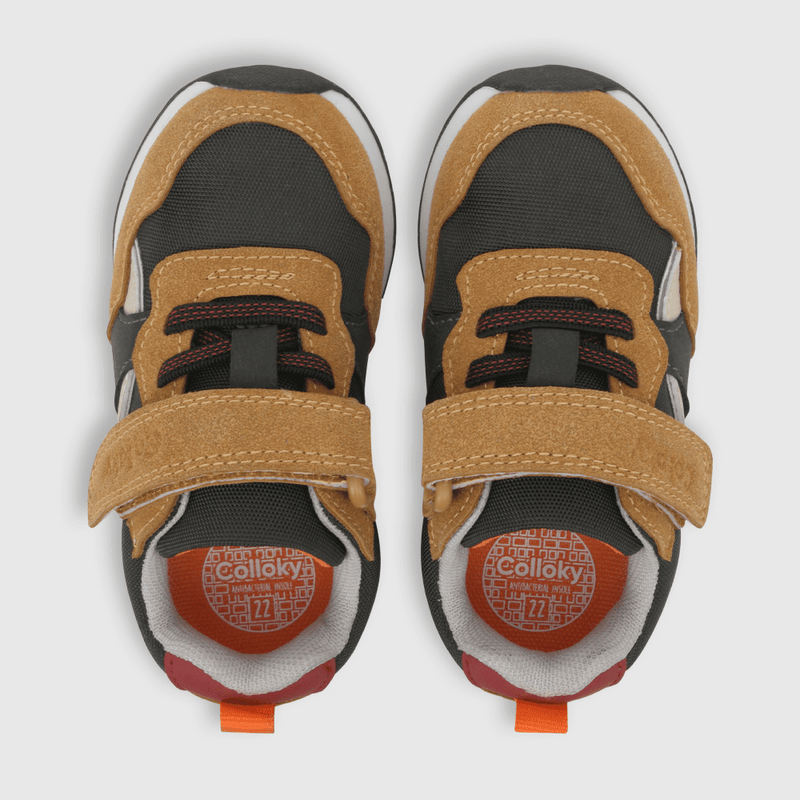 Zapatilla para niño velcro elástico jogging cafe (21 a 27)