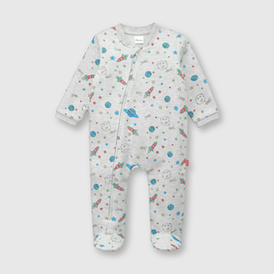 Pijama de bebé niño de franela gris melange (0 a 24 meses)