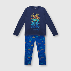 Pijama de niño de algodón azul / blue (2 a 12 años)