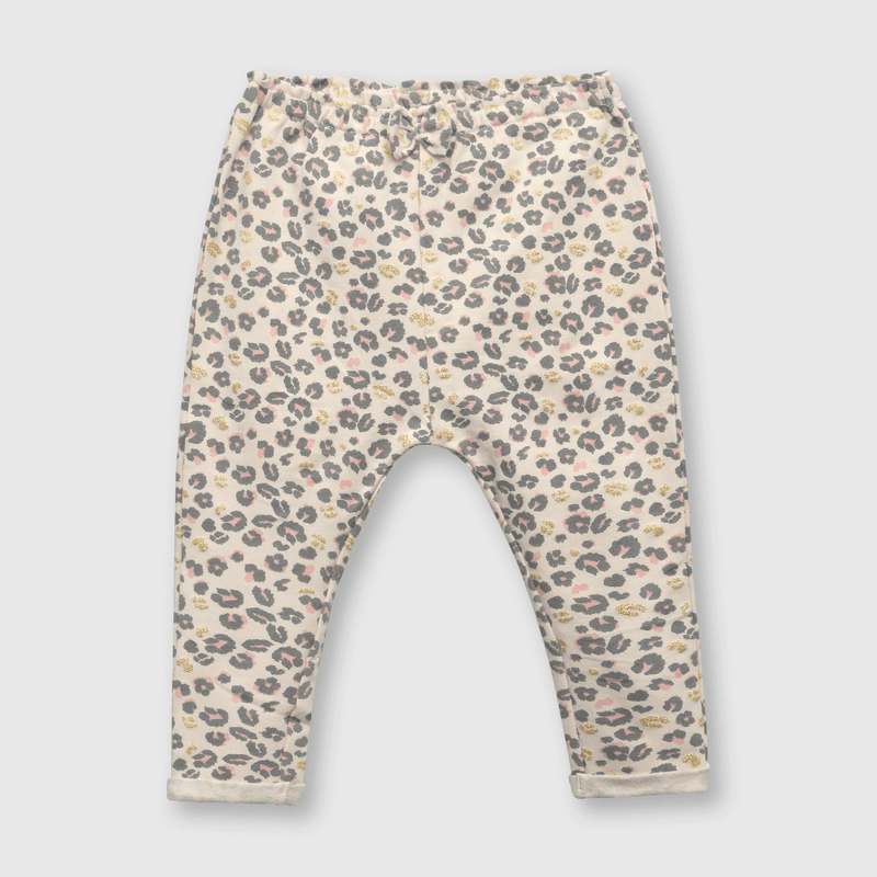 Pantalón de bebé niña de buzo animal print beige (3 a 36 meses)