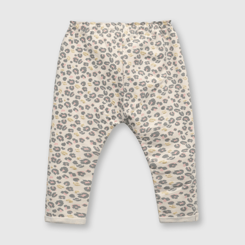 Pantalón de bebé niña de buzo animal print beige (3 a 36 meses)