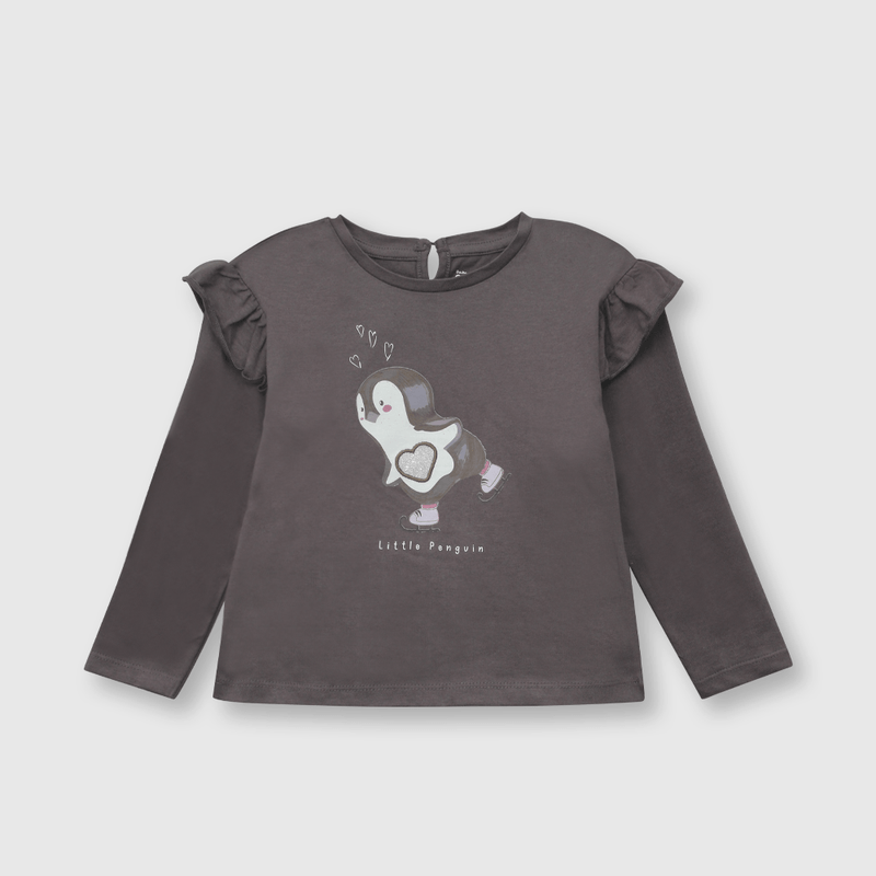Polera de bebé niña pingüino gris (3 a 36 meses)