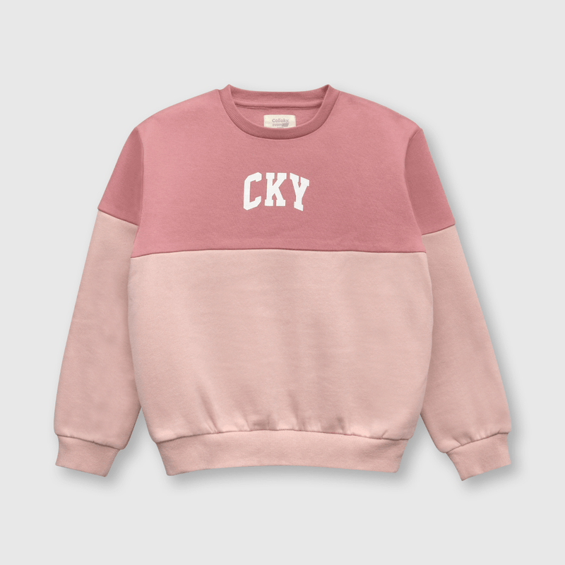 Polerón de niña bicolor CKY rosado (2 a 12 años)