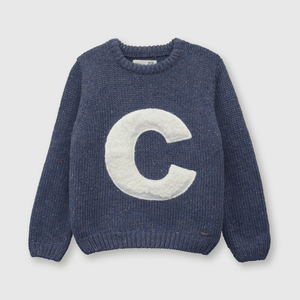 Sweater de bebé niño jaspeado azul (3 a 36 meses)