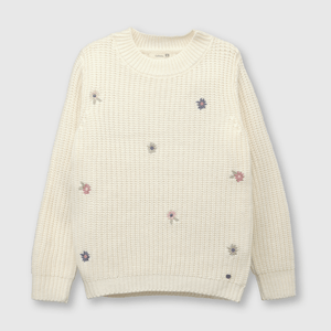 Sweater de niña flores off white (2 a 12 años)