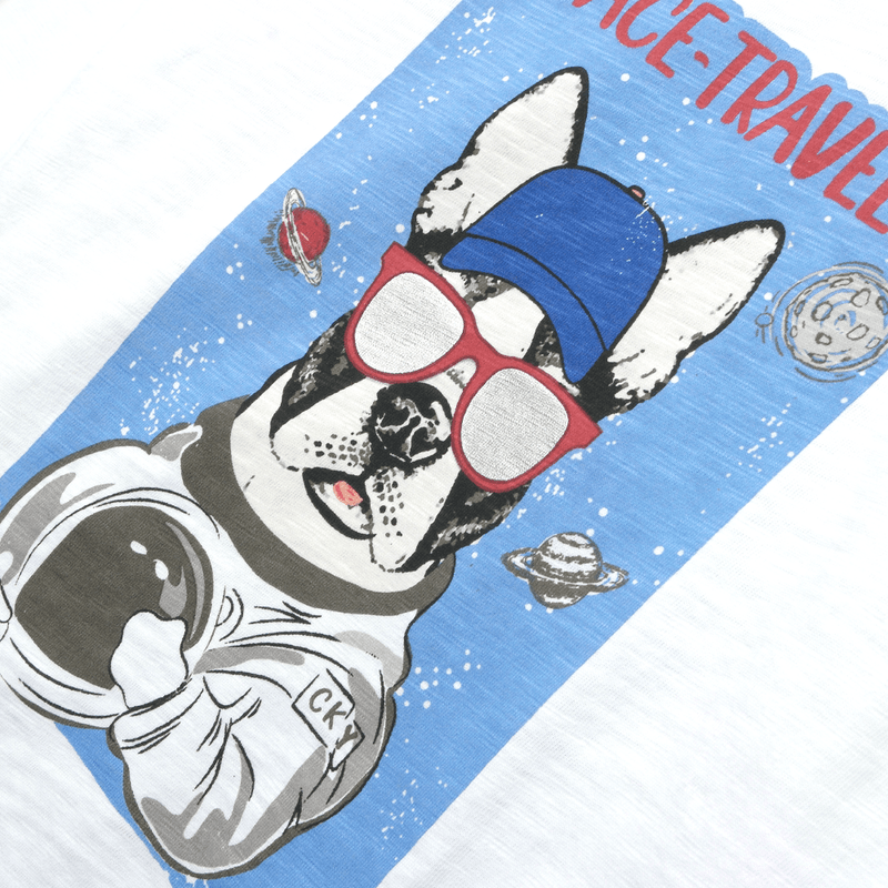 Polera de bebé niño perro astronauta blanco (3 a 36 meses)
