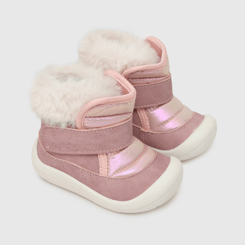 Botin para niña lavanda niña con fur y velcro de caña media morado (17 a 20)