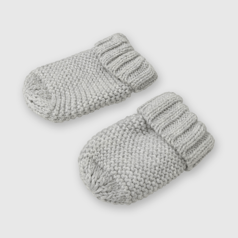 Gorro de bebé niño de lana con mitones gris (3 a 24 meses)