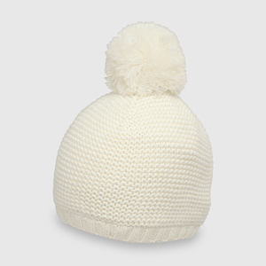 Gorro de bebé niña de lana con mitones blanco (3 a 24 meses)