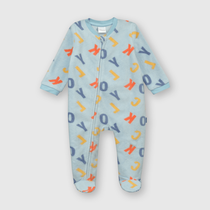 Pijama de bebé niño de polar fleece celeste (0 a 24 meses) - Colloky Chile