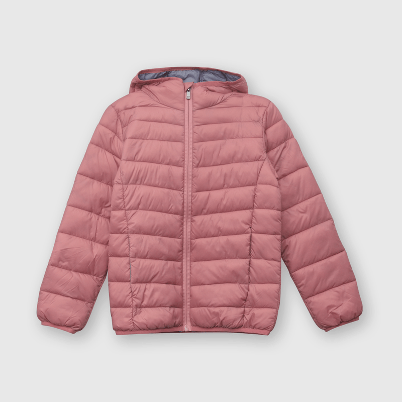 Parka de niña acolchada rosado (2 a 12 años)