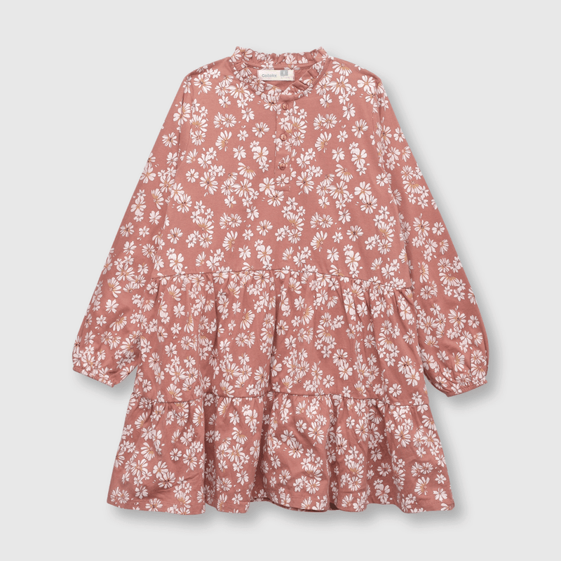 Vestido de niña floreado cafe (2 a 12 años)