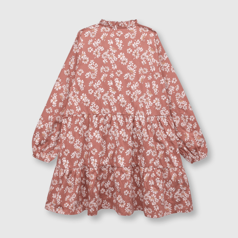 Vestido de niña floreado cafe (2 a 12 años)