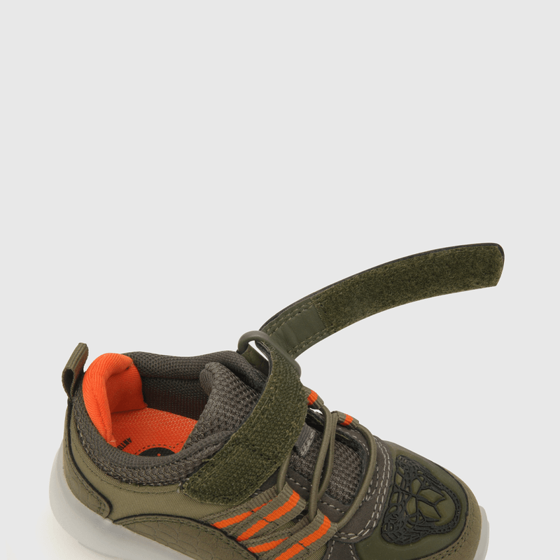 Zapatilla de niño luces serpiente verde musgo (21 a 27)